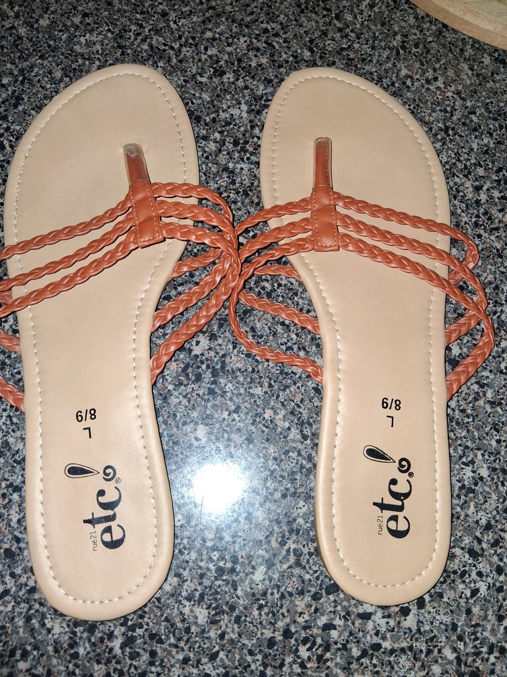 Rue21 Braided Toe-Post Sandals in Tan and Orange